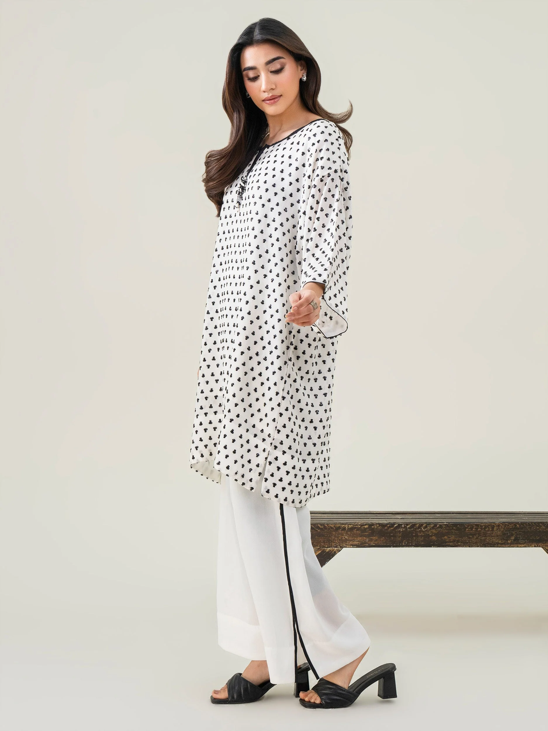 2 Piece Chiffon Suit-Embellished (Pret) - Image 2