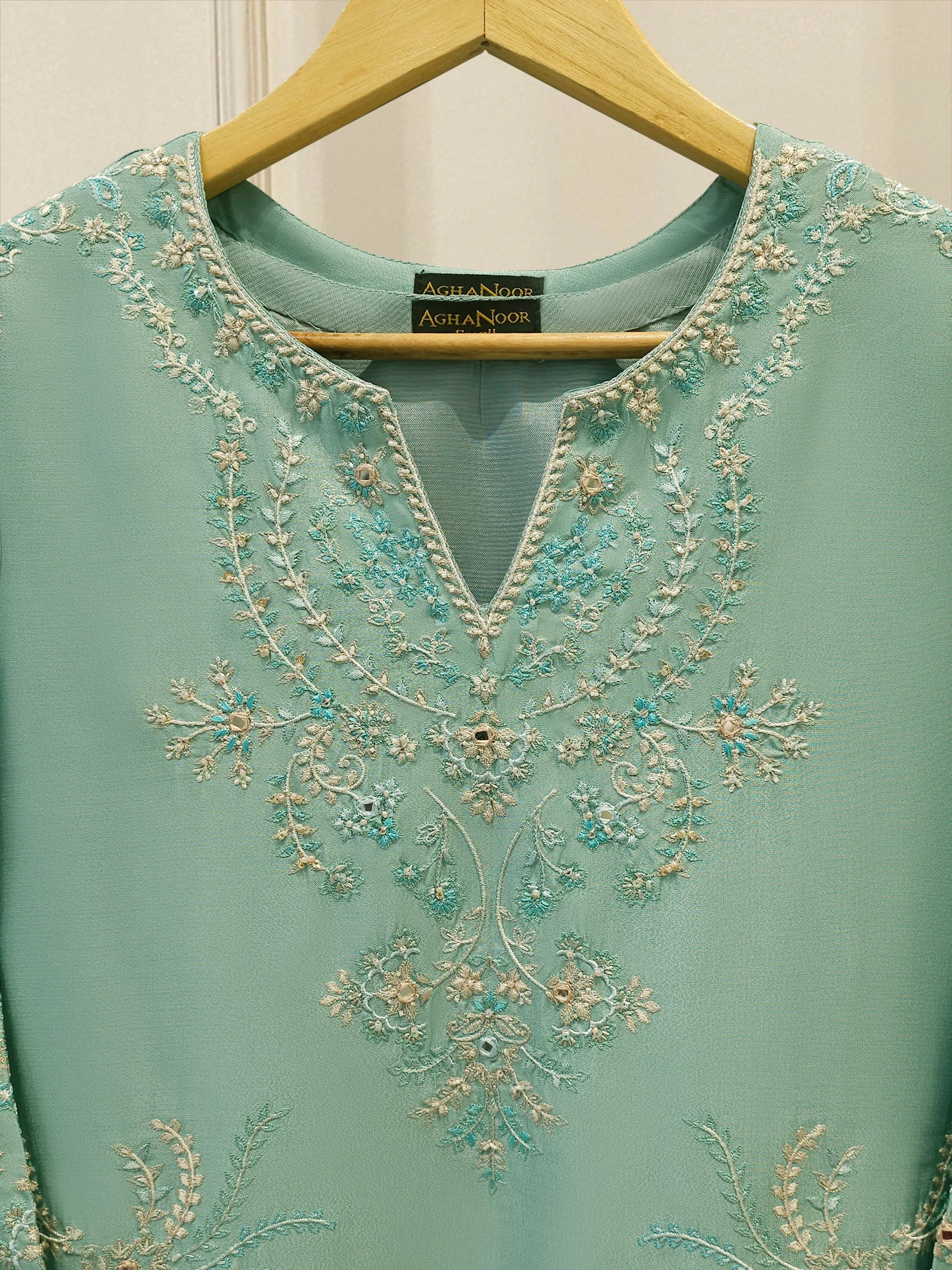 2 Piece- Pure Embroidered Sheesha Silk Suit - Image 3