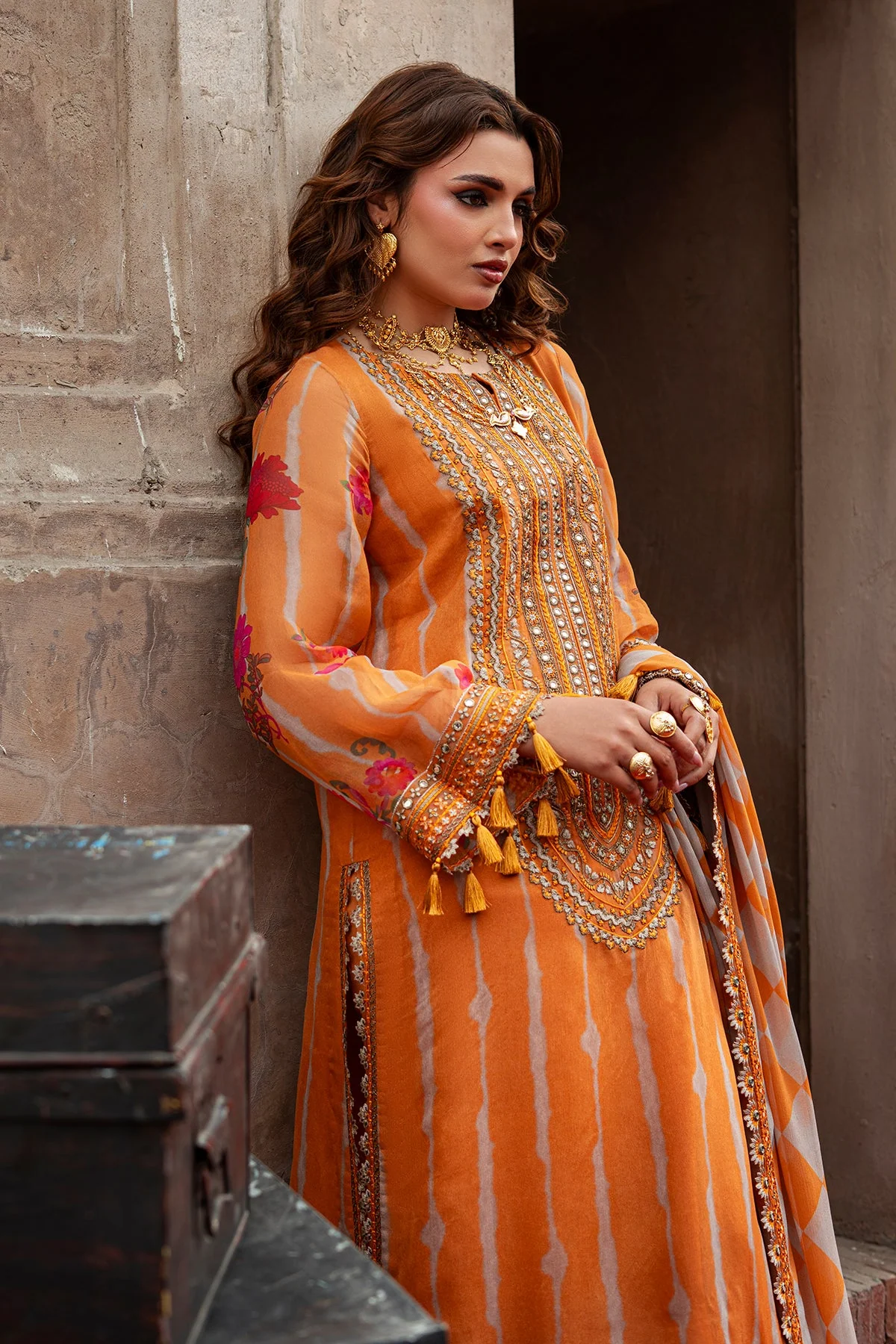 3-pc Unstitched Embroidered Printed Chiffon Collection - Image 6