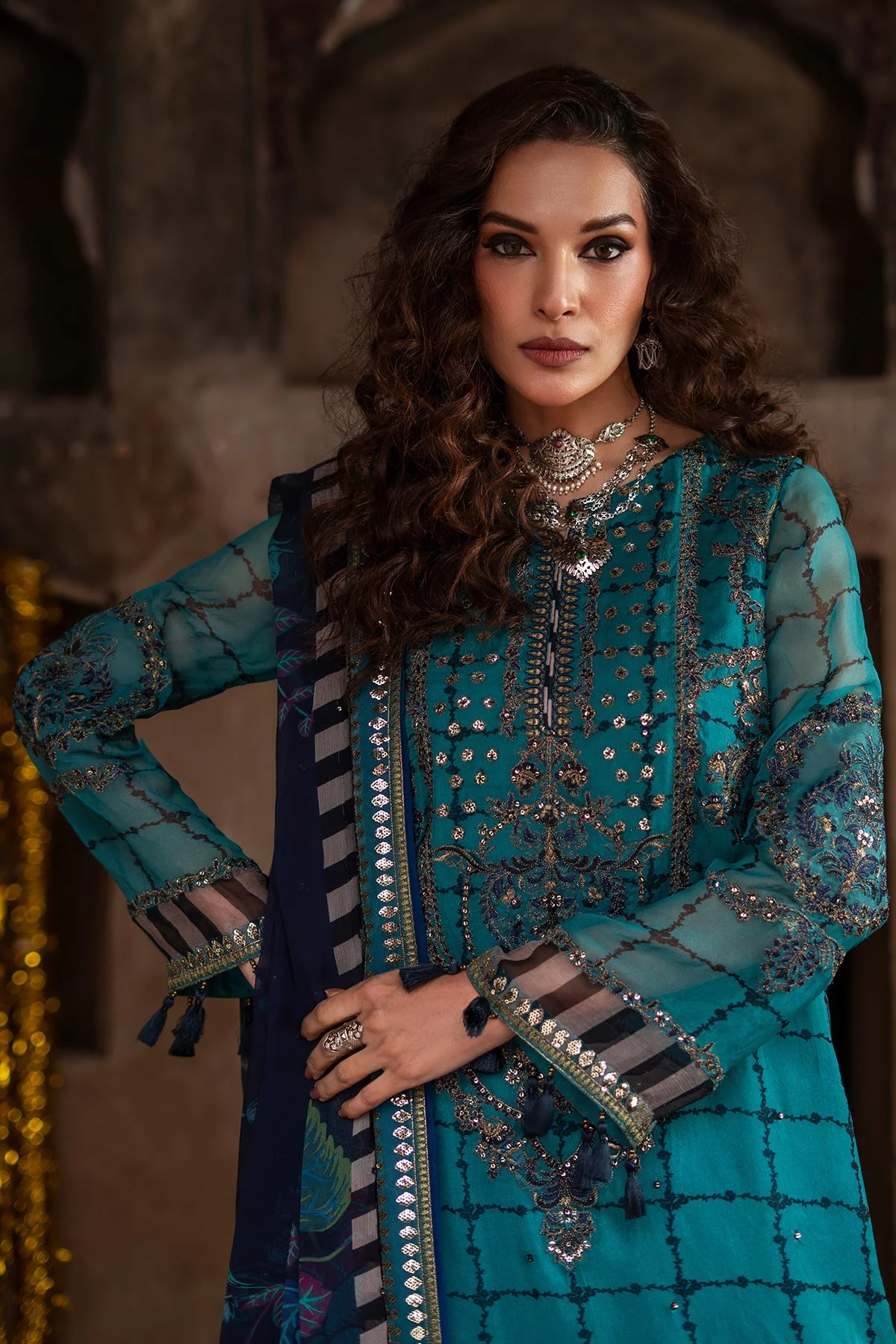3-pc Unstitched Embroidered Printed Chiffon Collection - Image 4