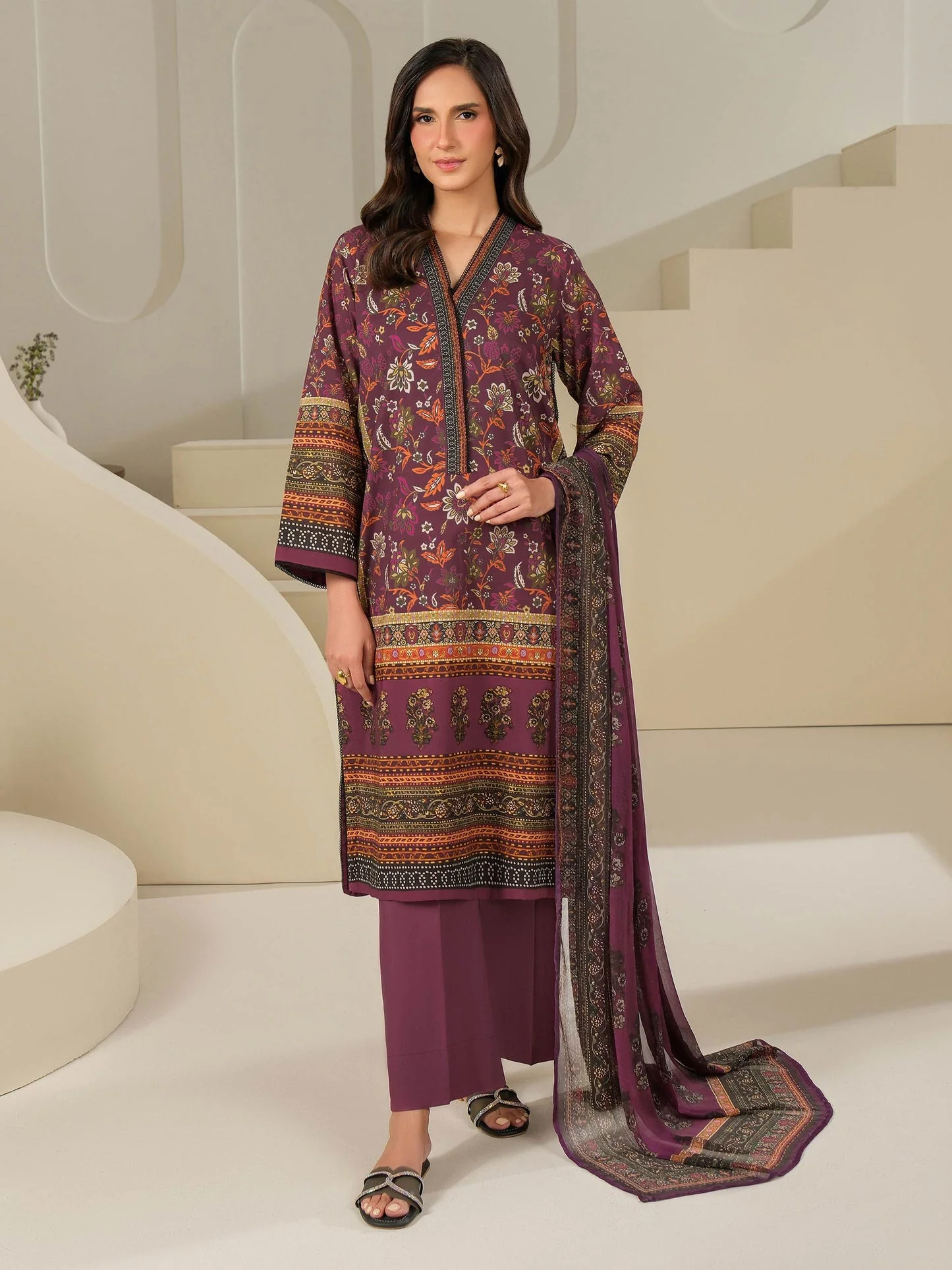 3 Piece Cambric Suit-Printed (Unstitched)