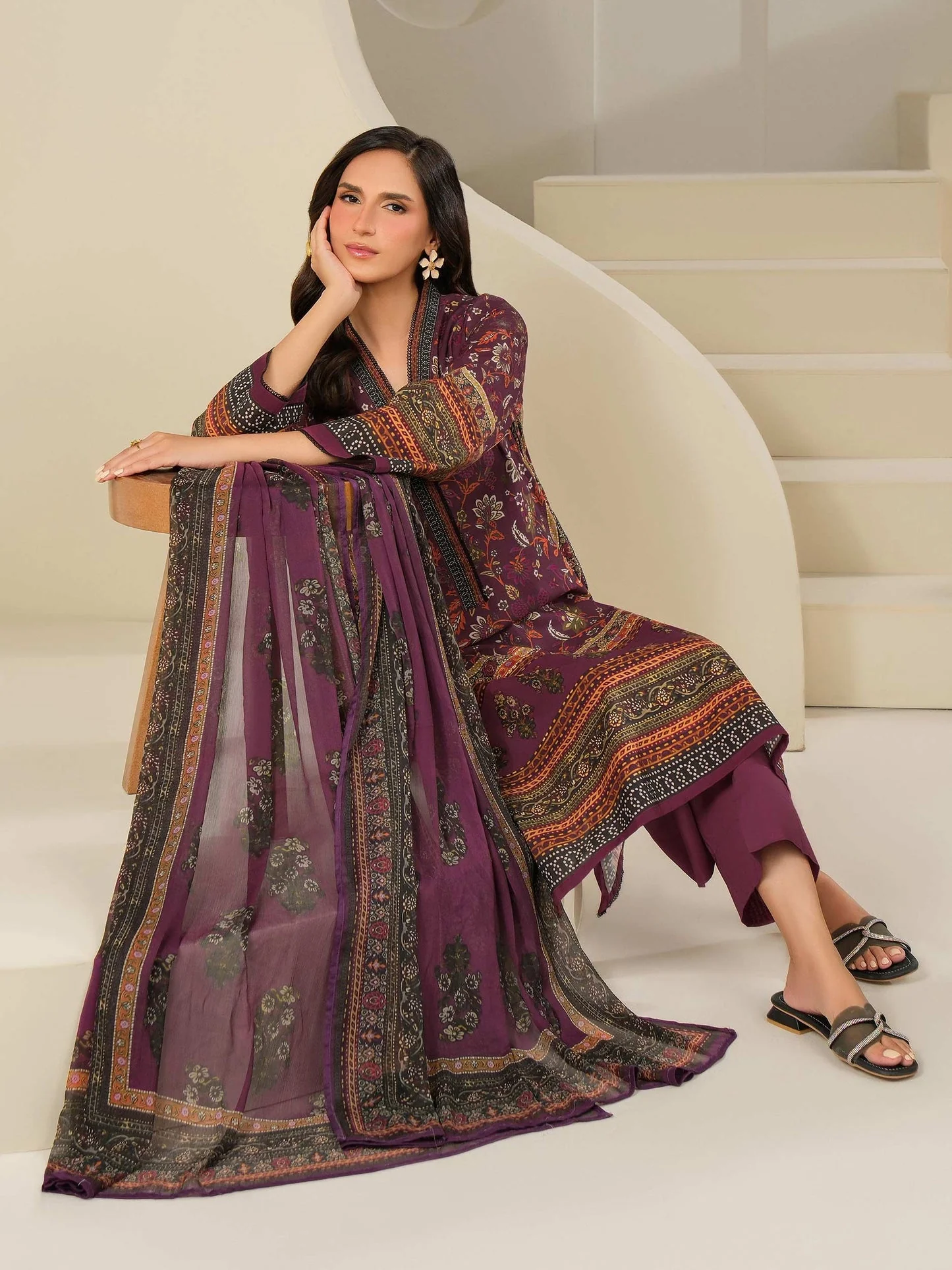 3 Piece Cambric Suit-Printed (Unstitched) - Image 6