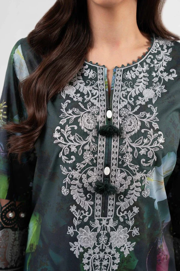 3 Piece - Digital Printed Embroidered Suit - Image 4