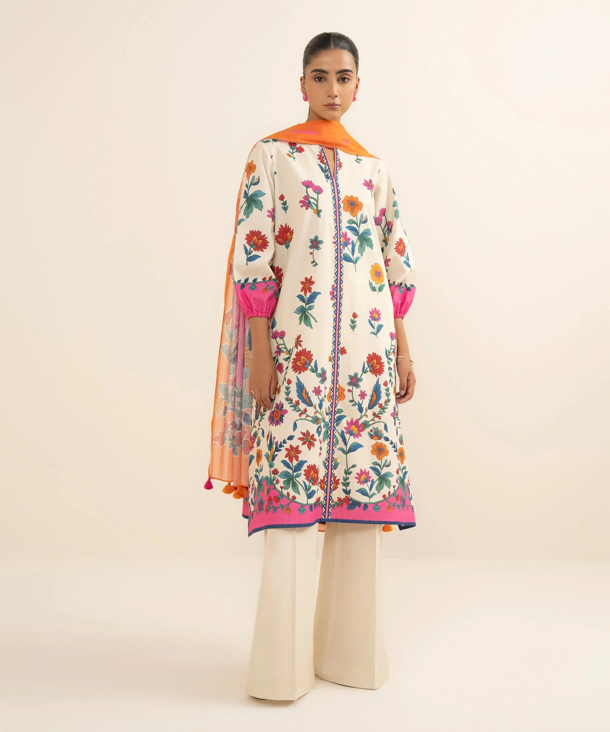 3 Piece - Printed Cotton Suit