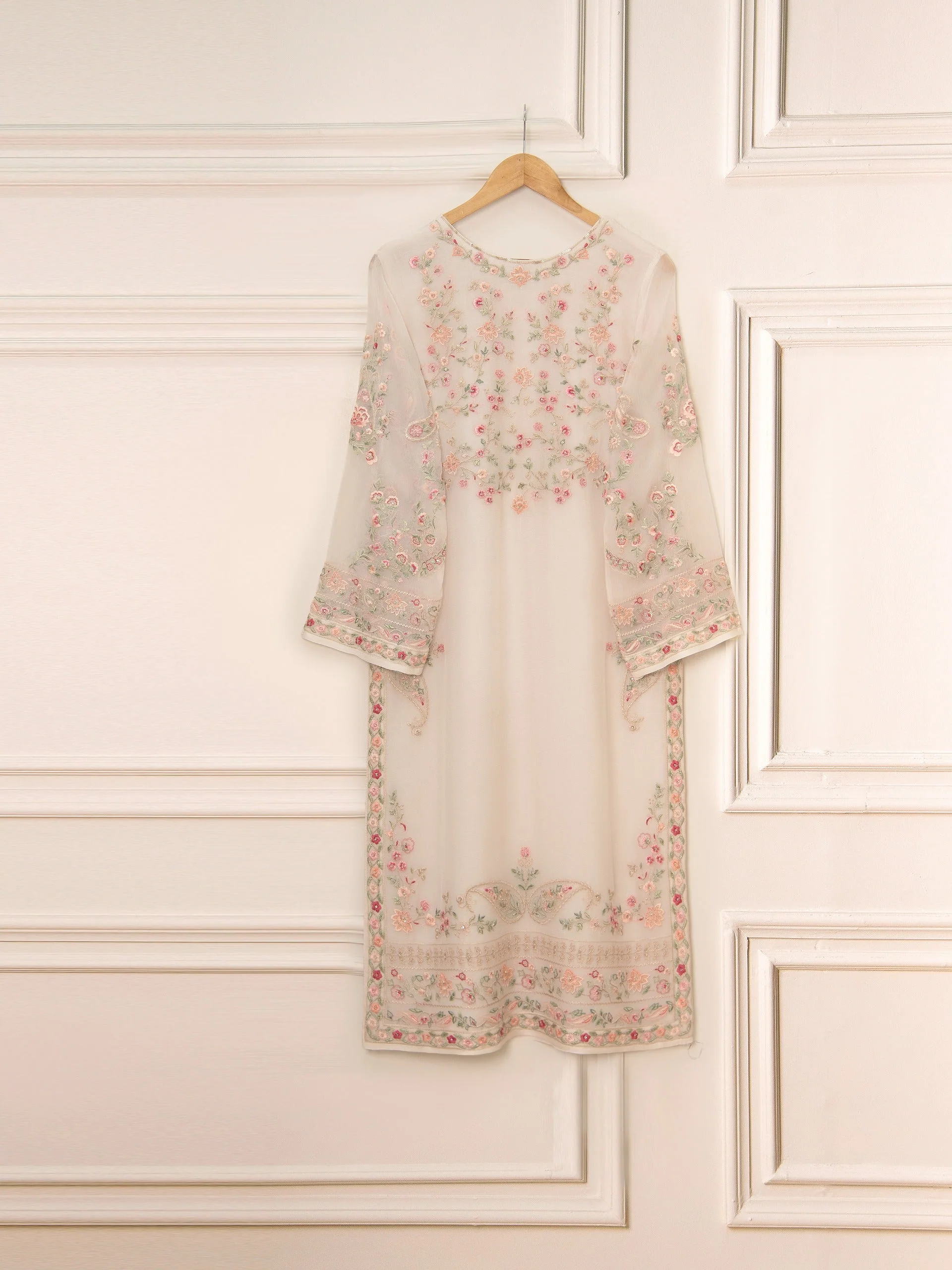 3 Piece - Pure Chiffon Embroidered Suit - Image 3
