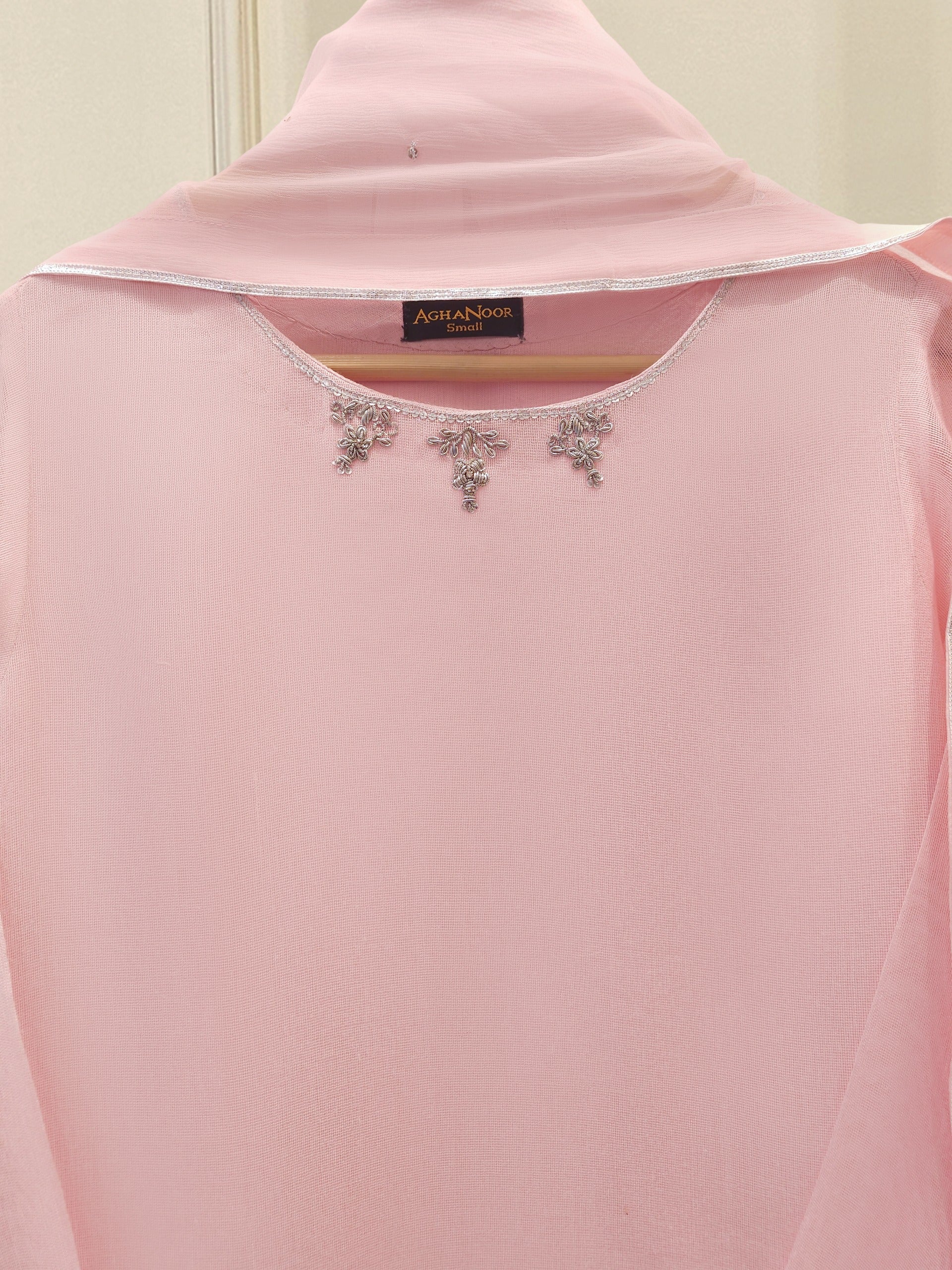 3 Piece - Pure Embroidered Cotton Net Suit - Image 5