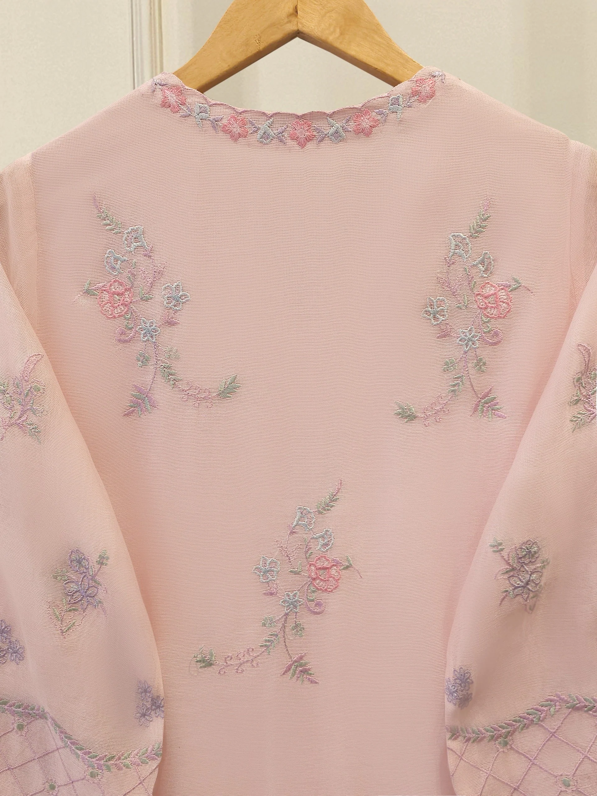 3 Piece - Pure Embroidered Cotton Net Suit - Image 4