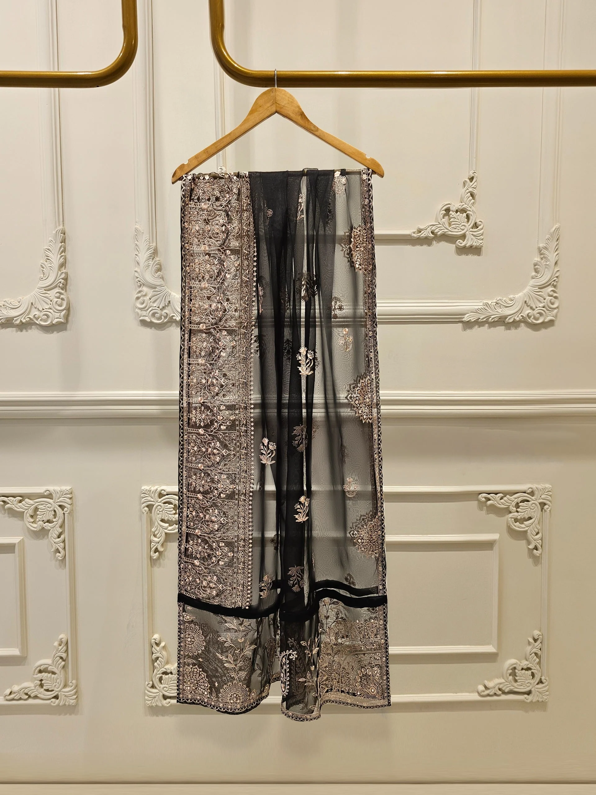 3 Piece - Pure Embroidered Cotton Net Suit - Image 3