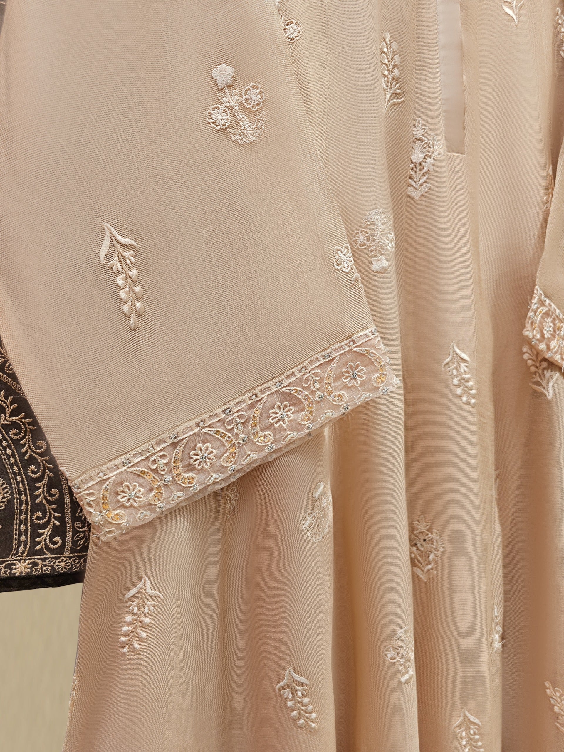 3 Piece - Pure Embroidered Cotton Net Suit - Image 5
