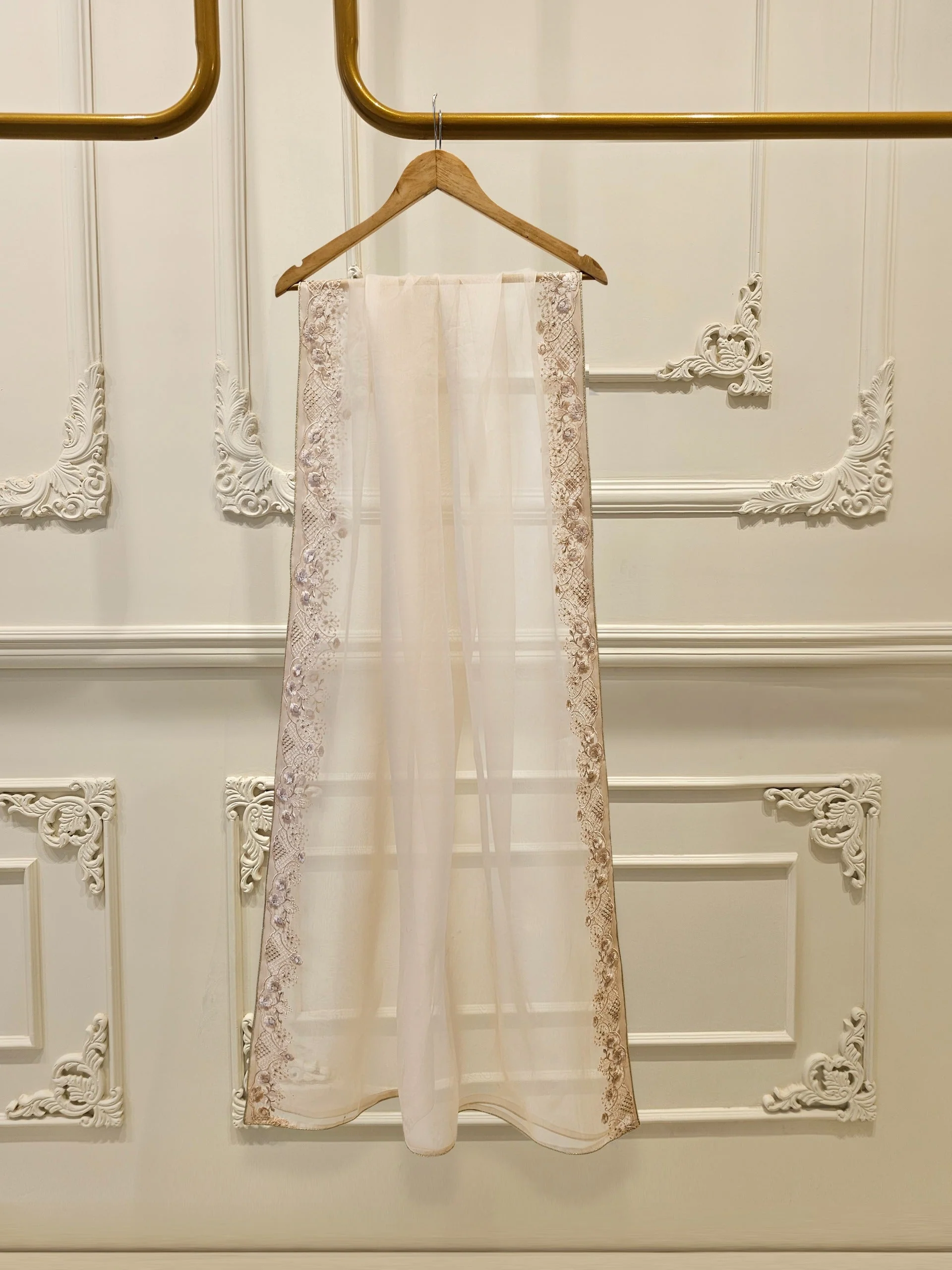 3 Piece - Pure Organza Embroidered Suit - Image 3