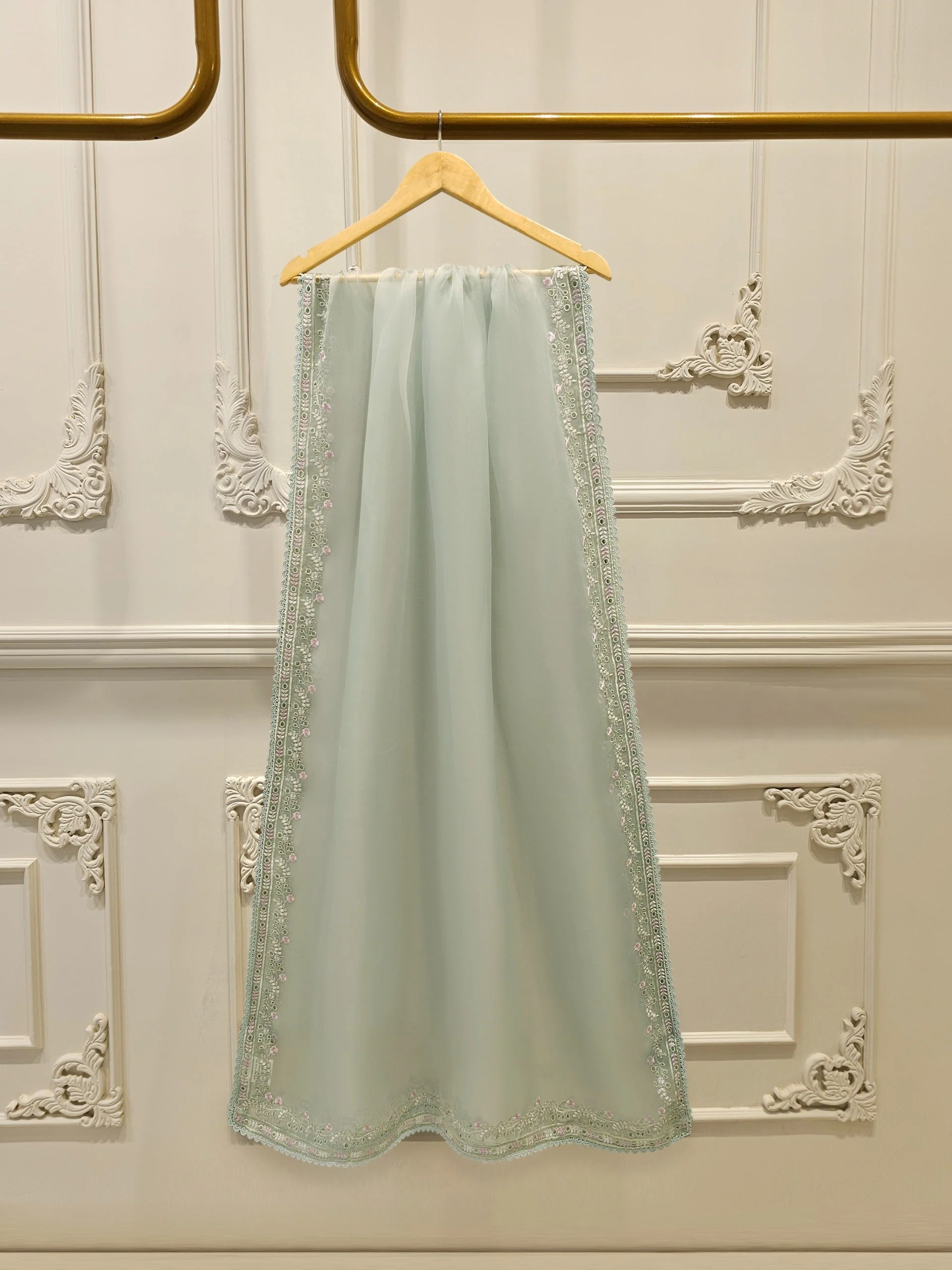 3 Piece - Pure Organza Embroidered Suit - Image 3