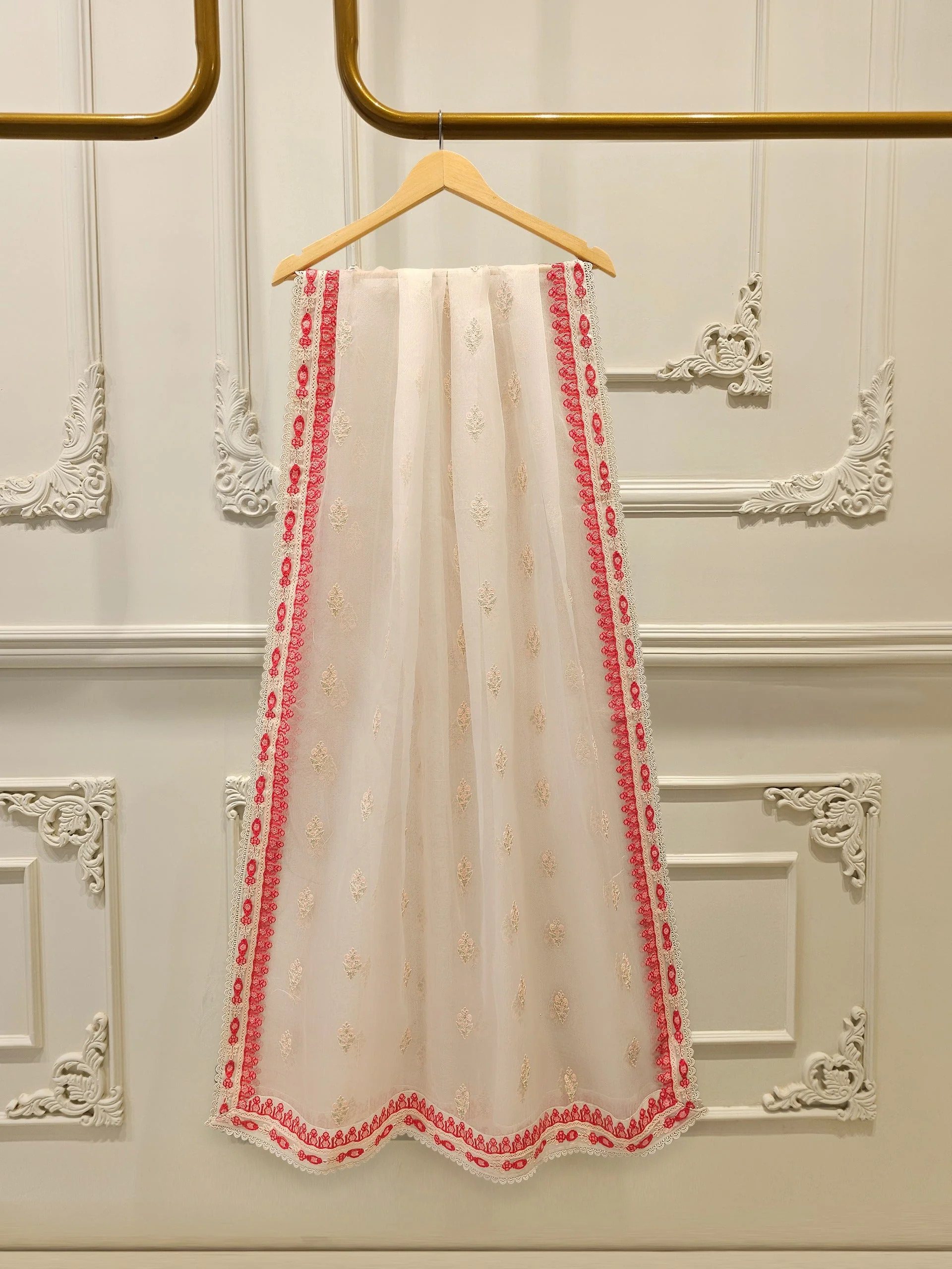 3 Piece - Pure Organza Embroidered Suit - Image 4