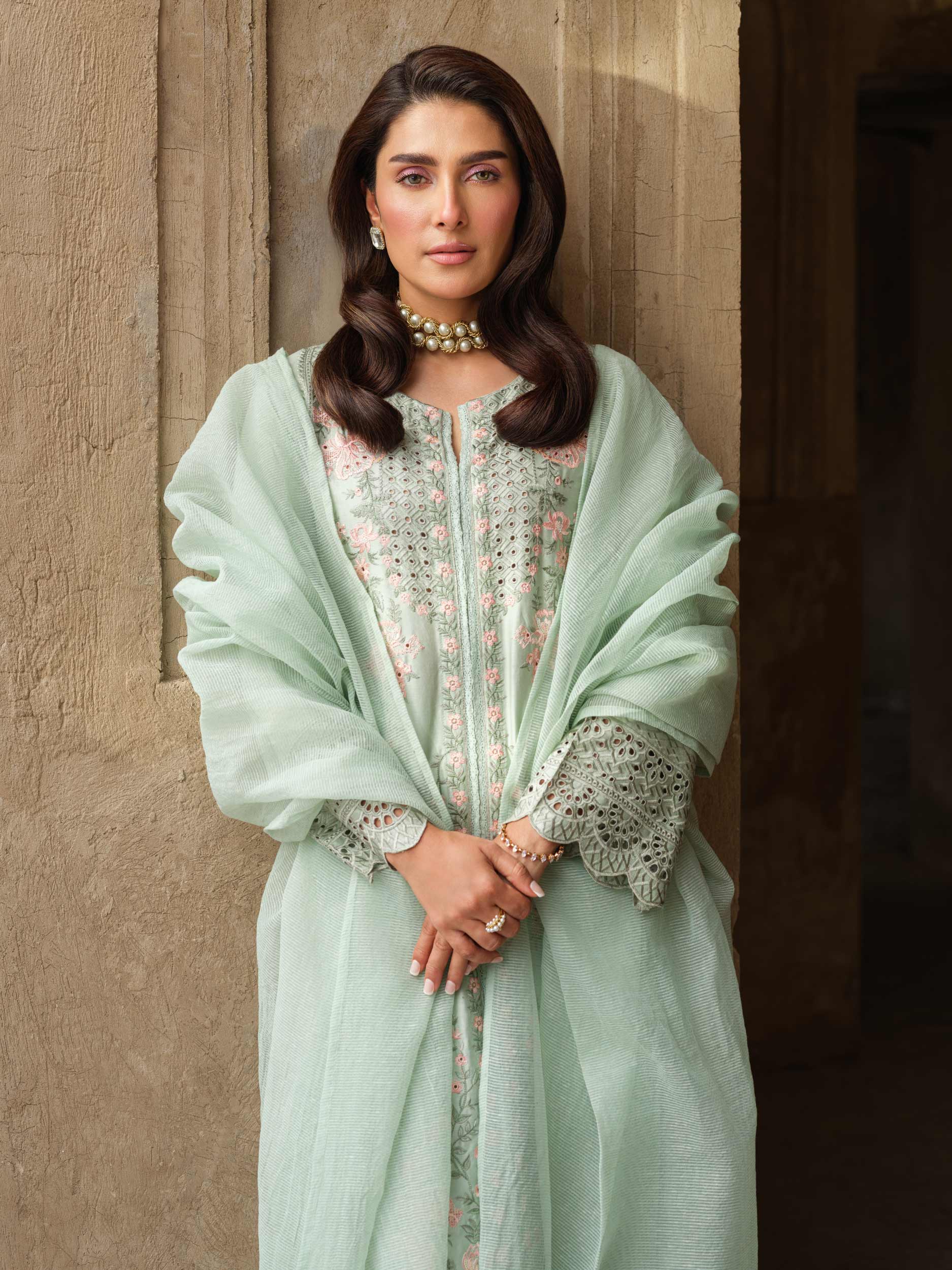 3 Piece Satin Suit-Embroidered (Pret) - Image 7