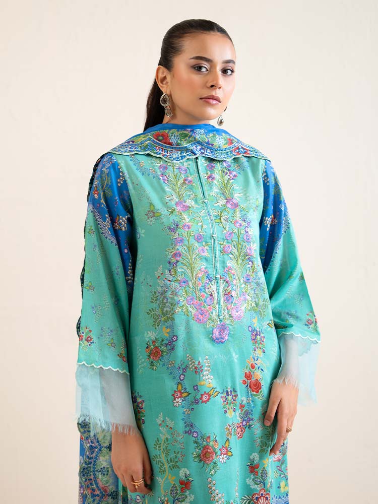 3-Piece Unstitched Embroidered Lawn Suit - Image 5