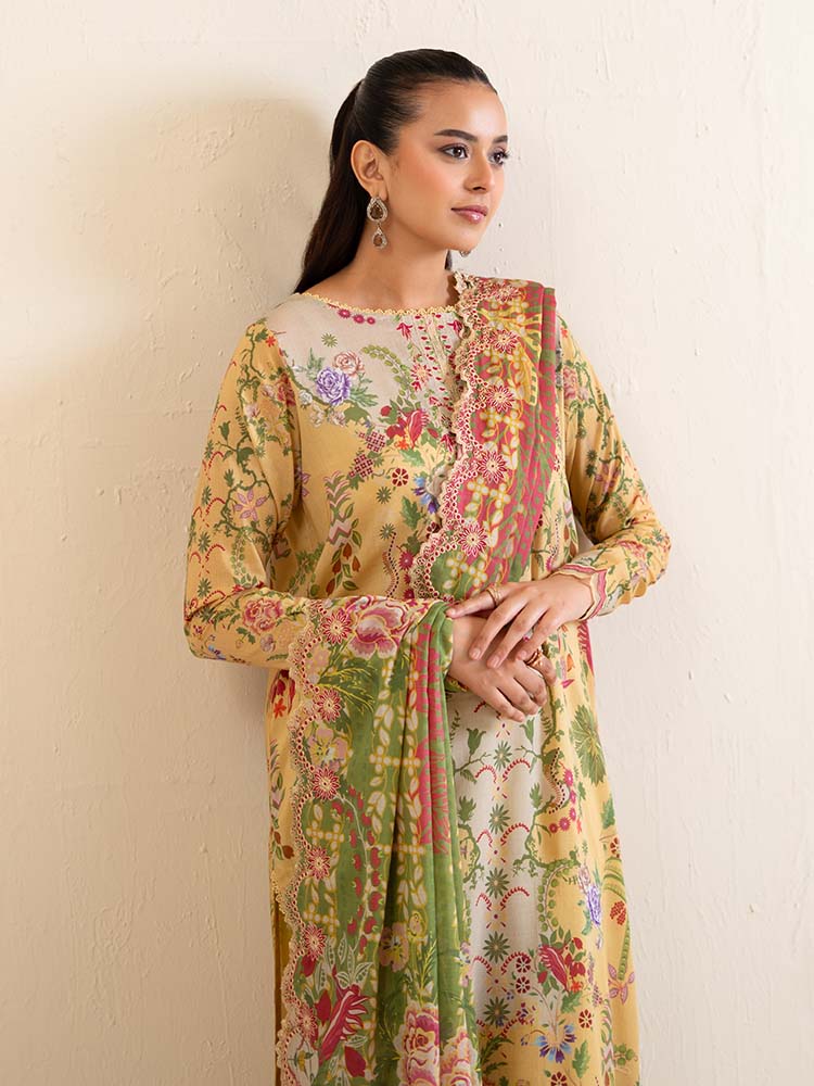 3-Piece Unstitched Embroidered Lawn Suit - Image 5