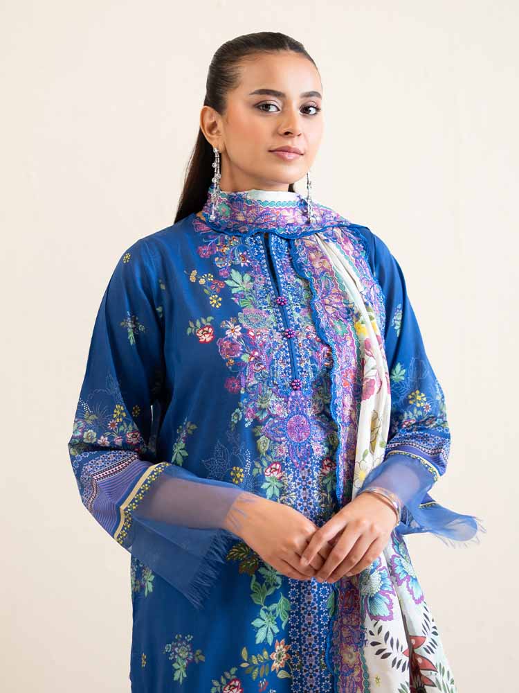 3-Piece Unstitched Embroidered Lawn Suit - Image 4