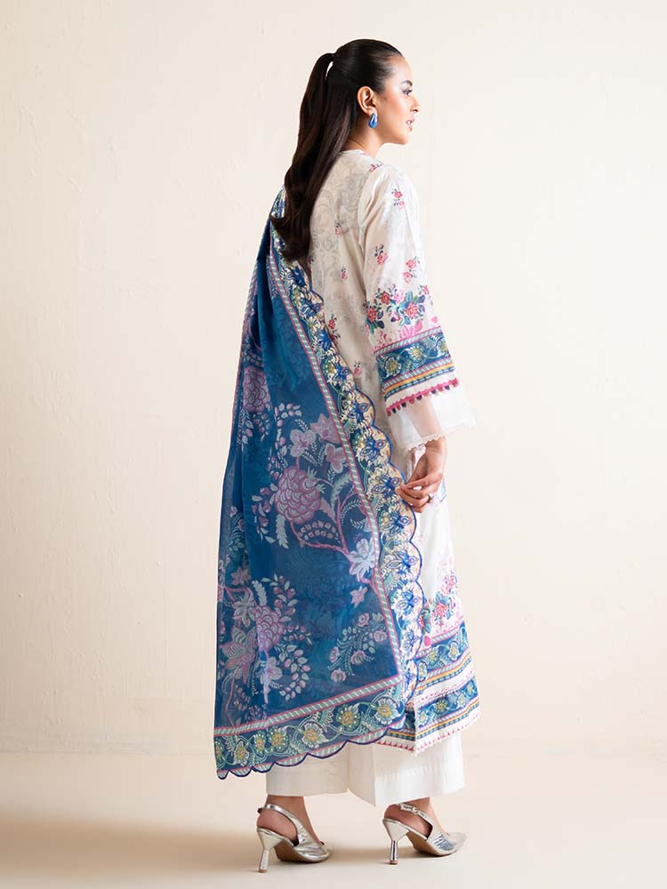 3-Piece Unstitched Embroidered Lawn Suit - Image 3