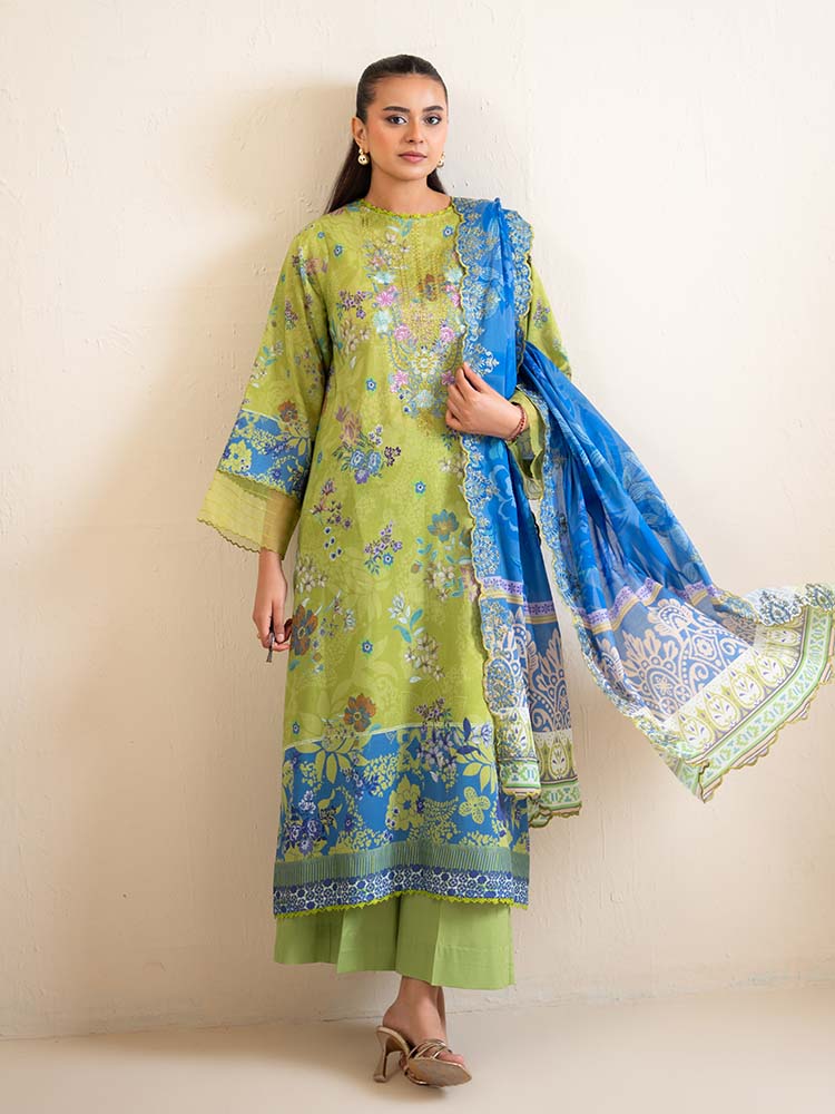 3-Piece Unstitched Embroidered Lawn Suit - Image 4