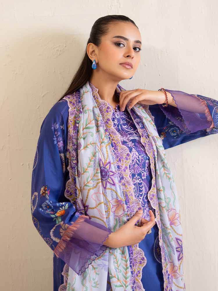 3-Piece Unstitched Embroidered Lawn Suit - Image 5