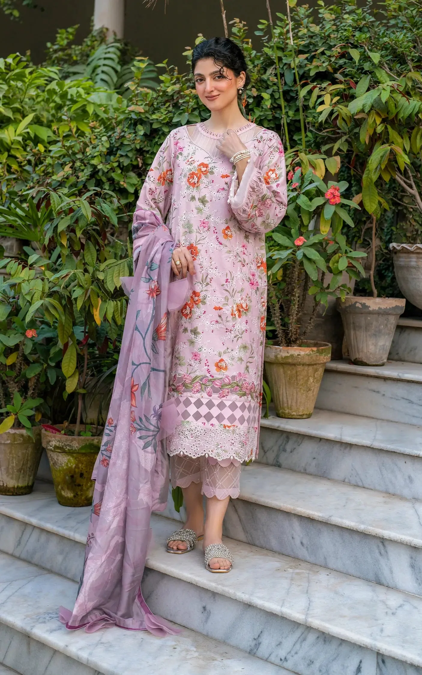 Chikankari digital printed lawn - Image 5