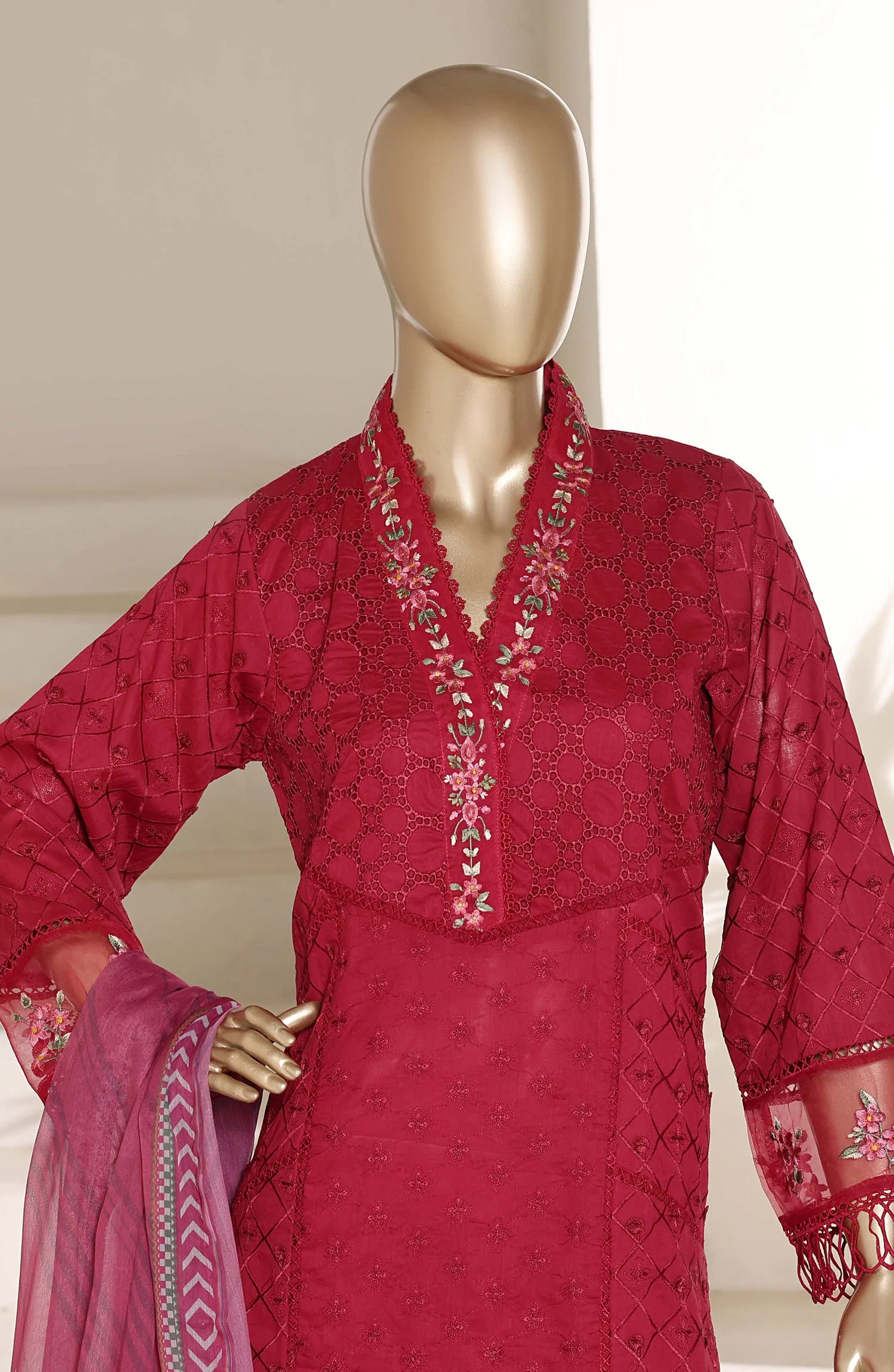 Chikankari Edit Embroidered Stitched 3 Piece Suit - Image 3