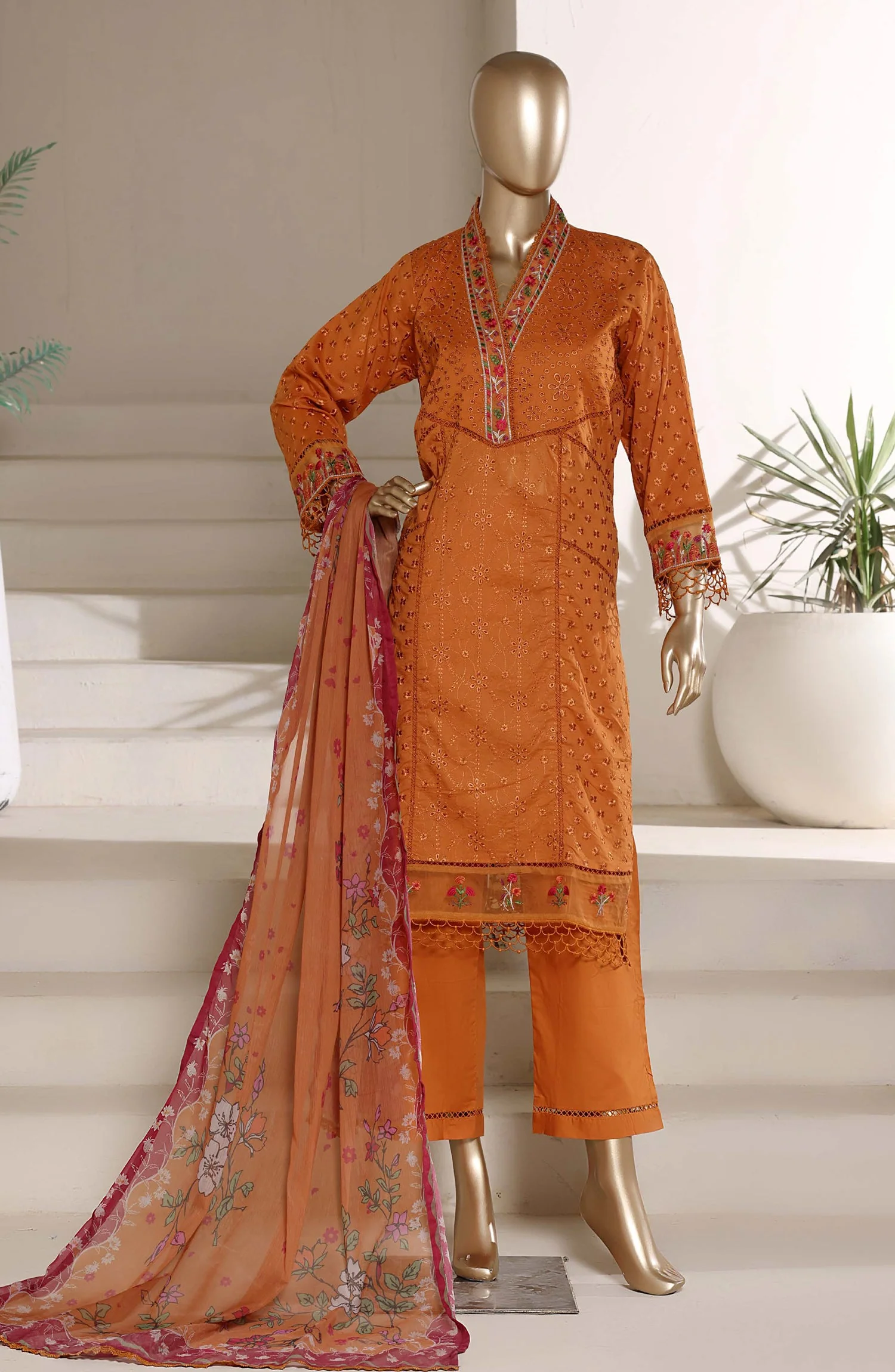 Chikankari Edit Embroidered Stitched 3 Piece Suit