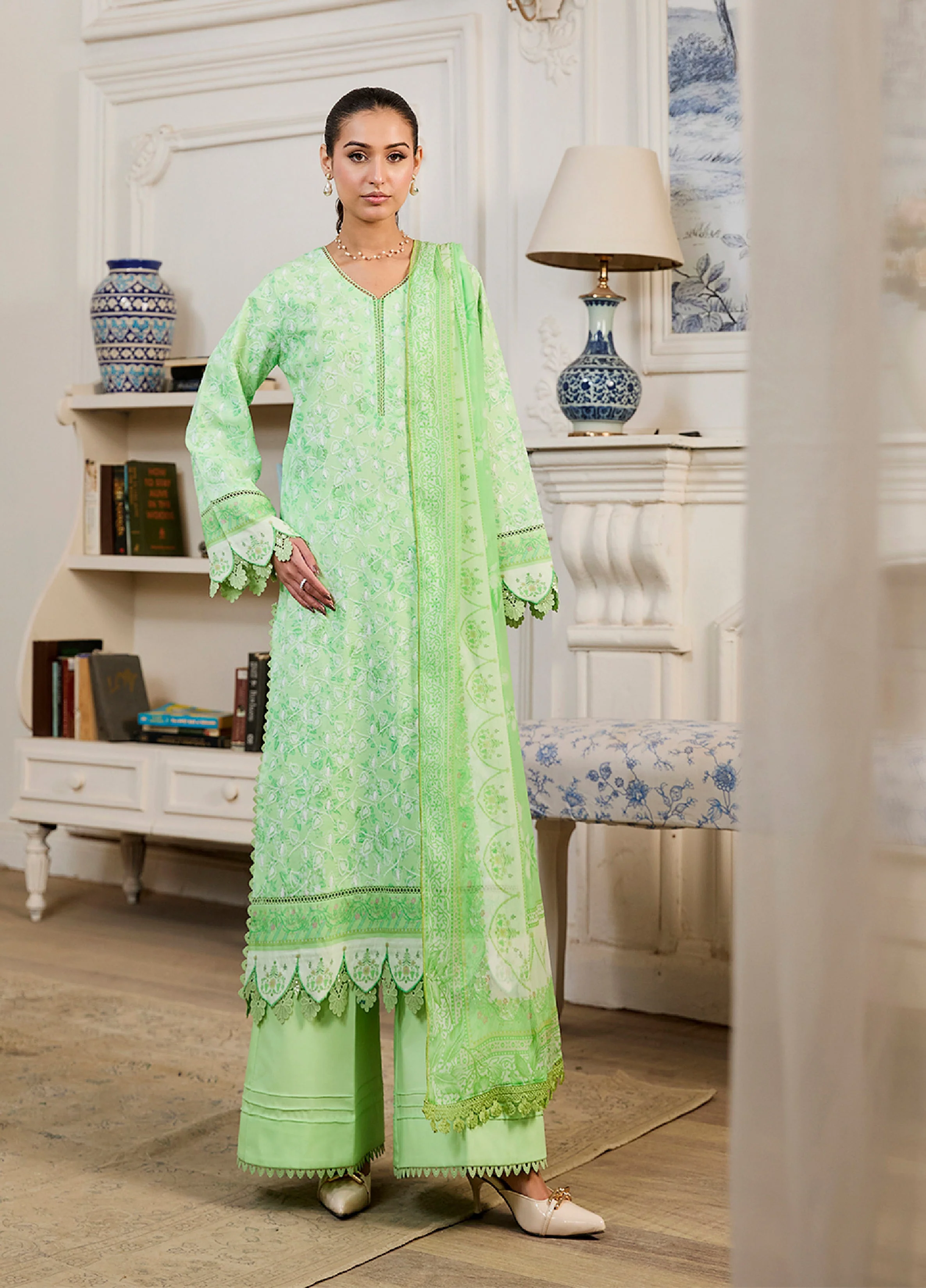 Chikenkari Print Lawn 3 Piece