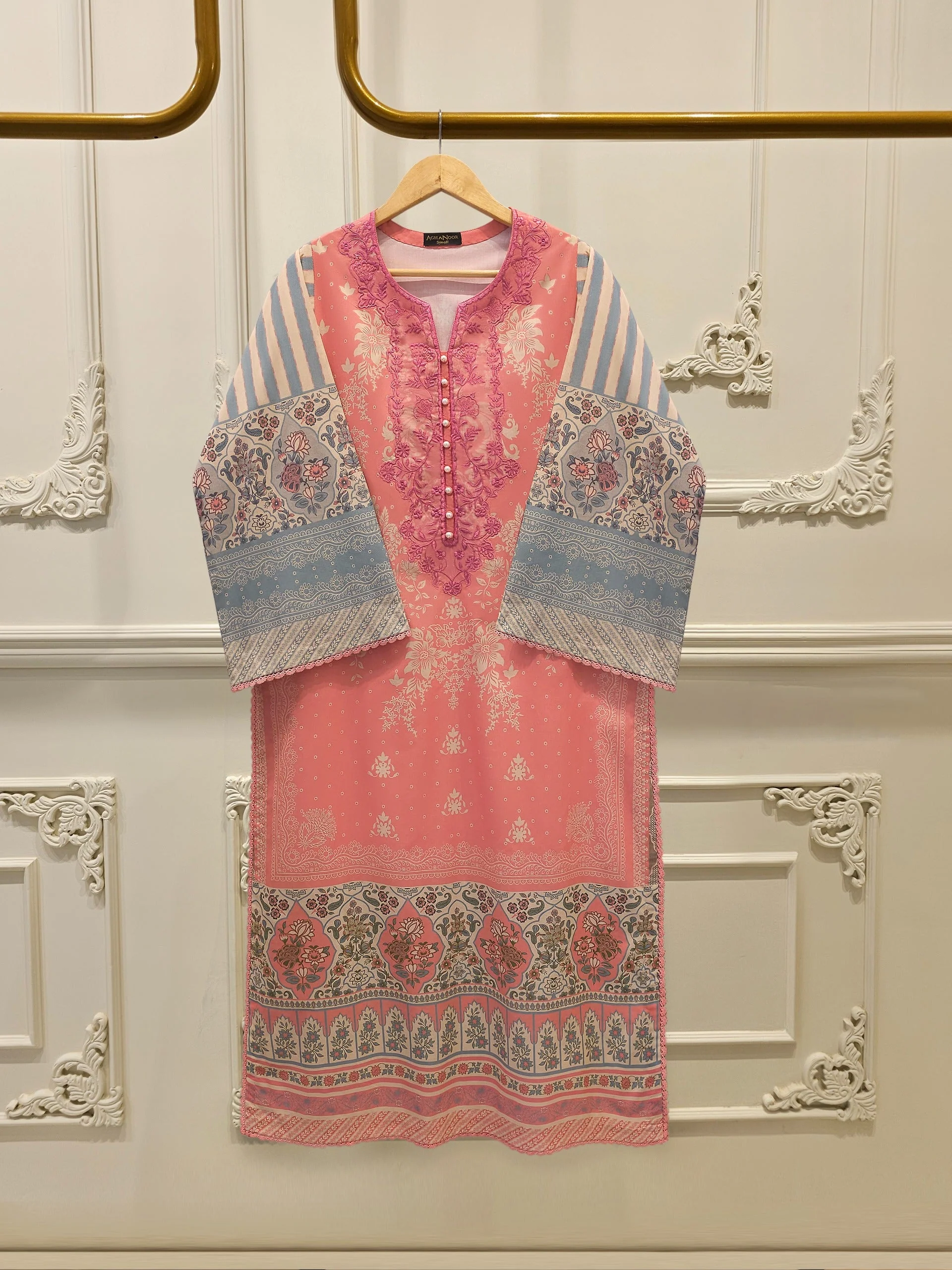 Digital Printed Embroidered Cambric Shirt