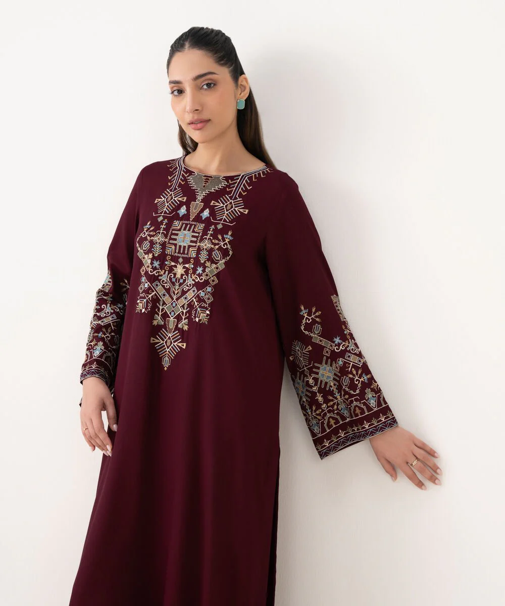 Embroidered Bedford Shirt With Pant - Image 4