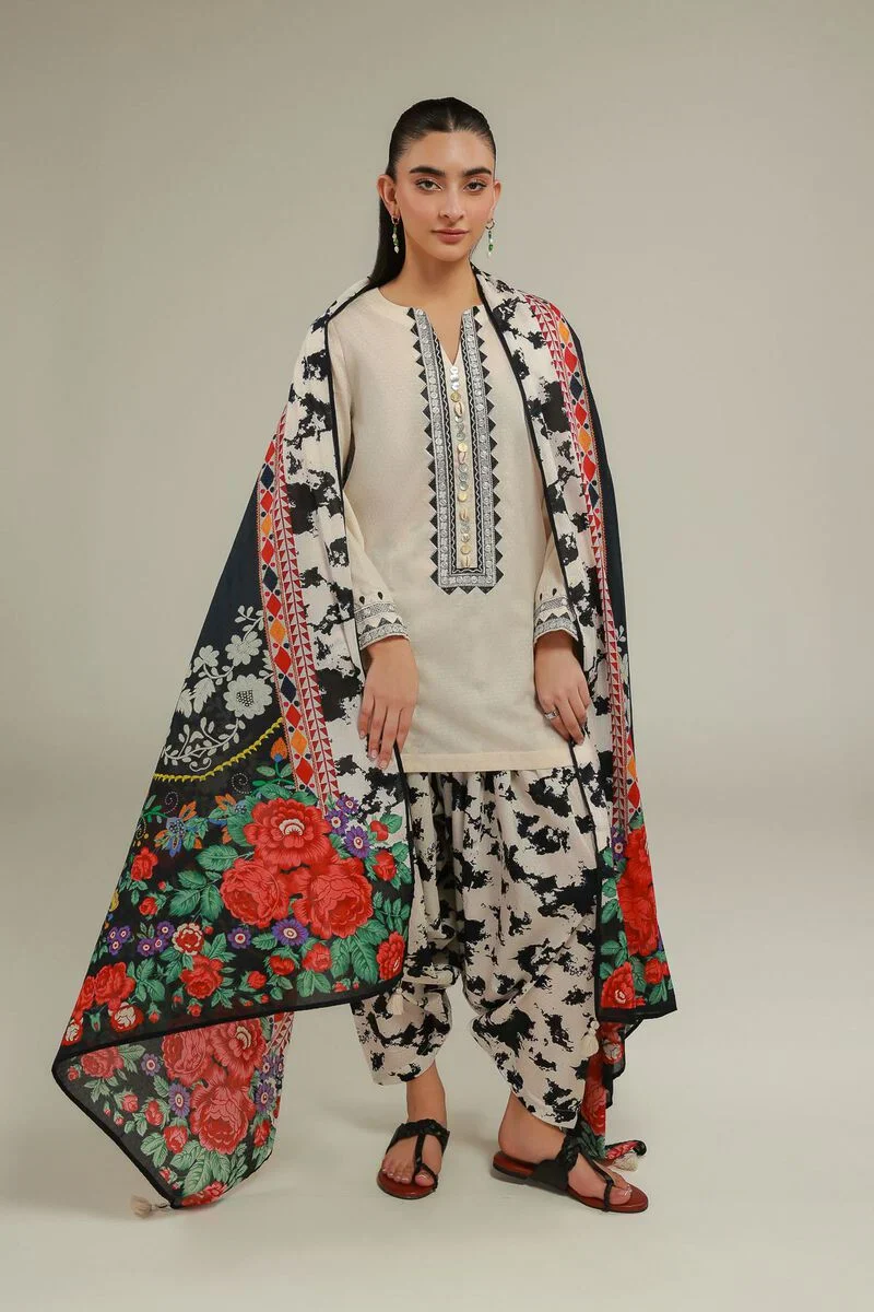 Embroidered | Cotton Dobby White Embroidered 3pc