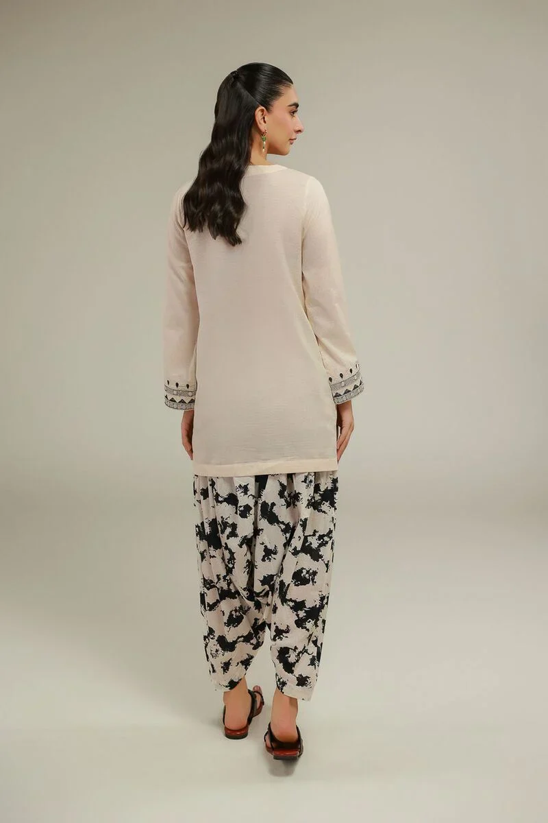 Embroidered | Cotton Dobby White Embroidered 3pc - Image 2