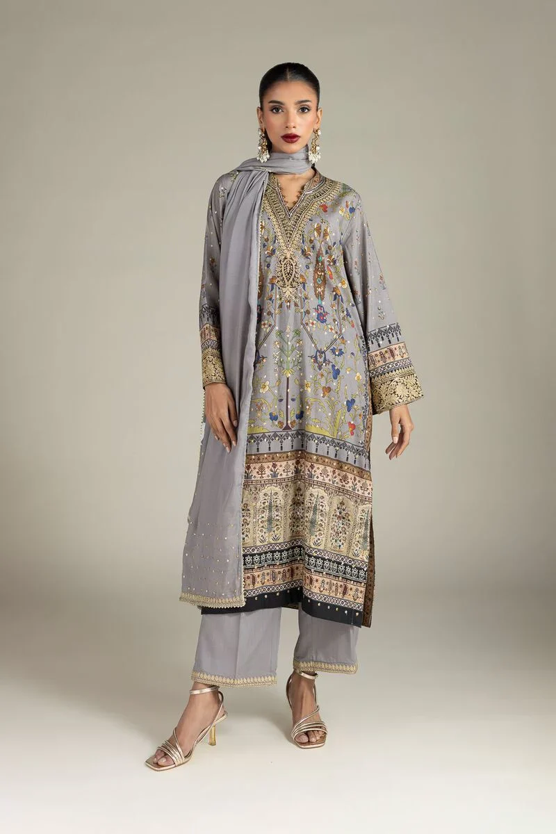Embroidered | Raw Silk 3 Piece Co-ord Set - Image 6