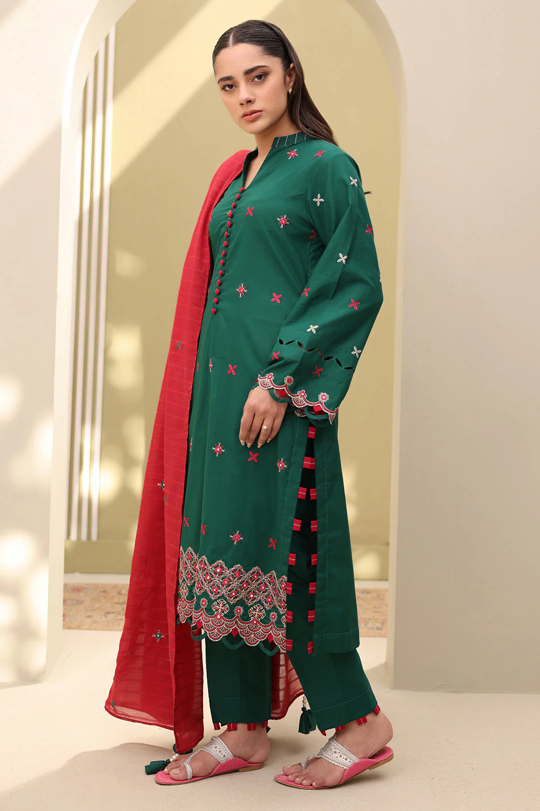 Embroidered Shirt Shalwar Dupatta - Image 7