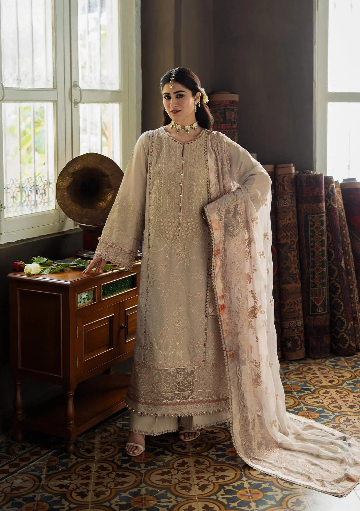 Karandi with Embroidered Chiffon - Image 10