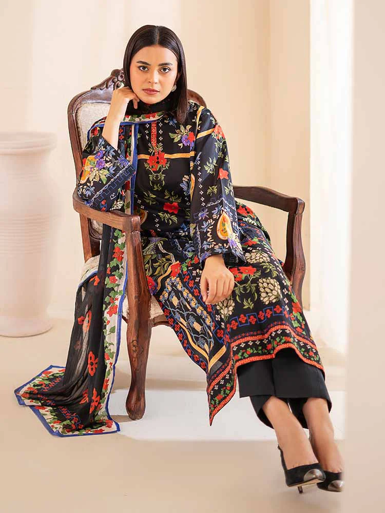 POPLIN 3-Piece Unstitched Digital Printed Lawn Suit - Image 4