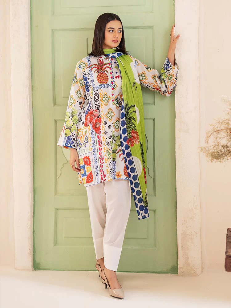 POPLIN 3-Piece Unstitched Digital Printed Lawn Suit - Image 5