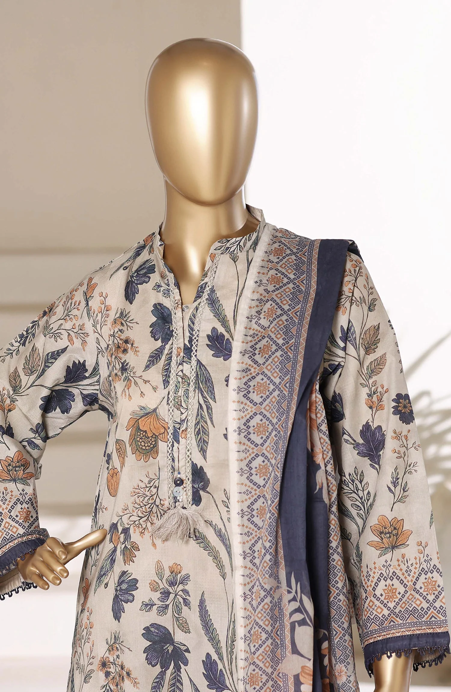 Printed Lawn Stitched 3 Piece Suit - Image 3