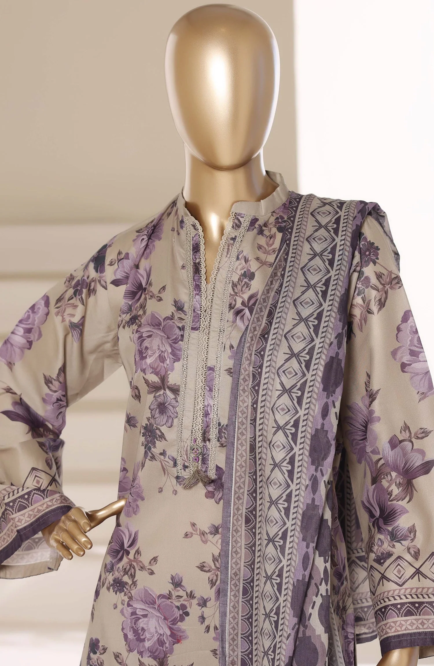 Printed Lawn Stitched 3 Piece Suit - Image 3