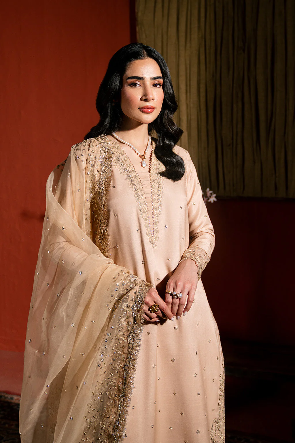 Raw Silk Embroidered Dress Pret - Image 3